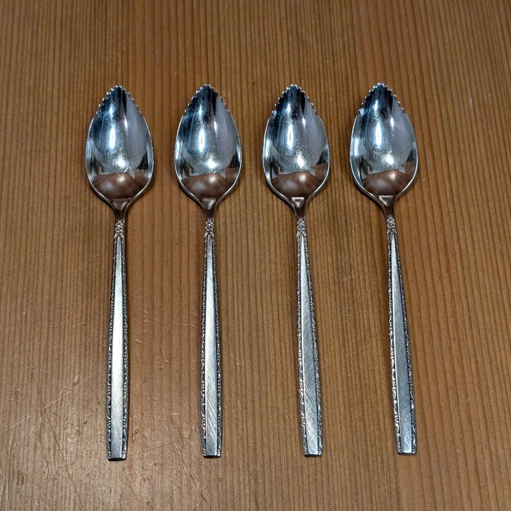 Lot of 4 Oneida Community VIA ROMA Stainless Steel 6" Grapefruit Spoon Set - GUC